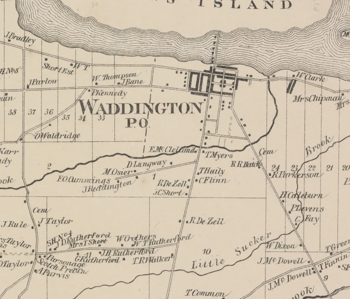 1865 Map of Waddington Township Saint Lawrence County New York