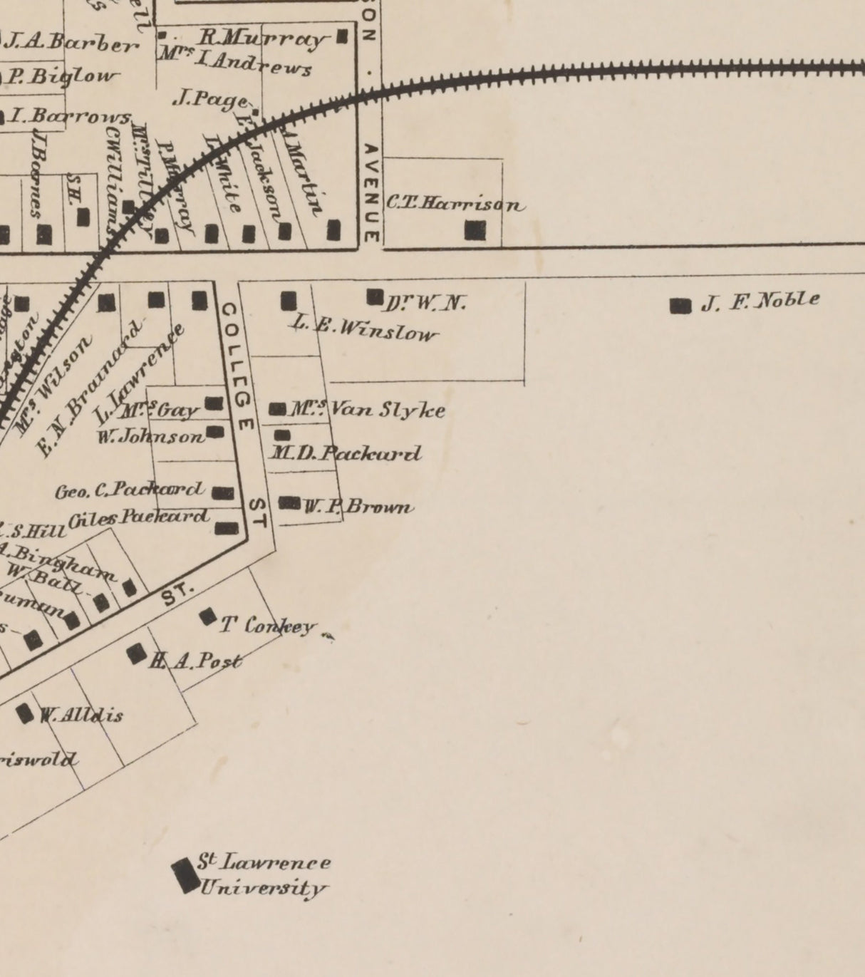 1865 Town Map of Canton Saint Lawrence County New York