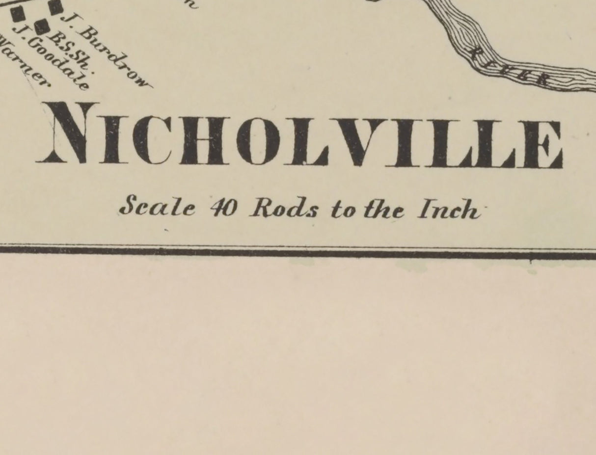 1865 Town Map of Nicholville Saint Lawrence County New York