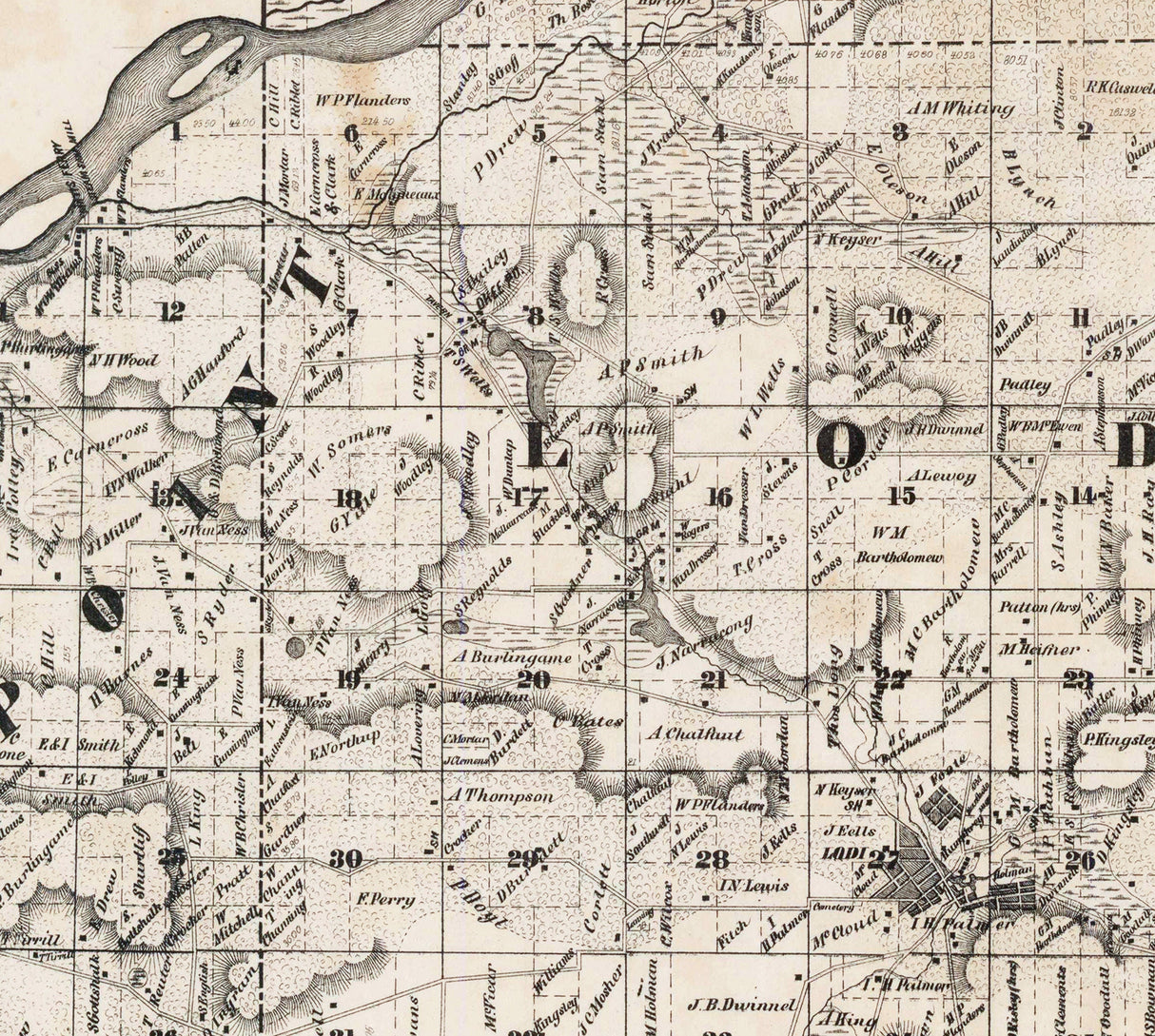 1861 Farm Line Map of Columbia County Wisconsin