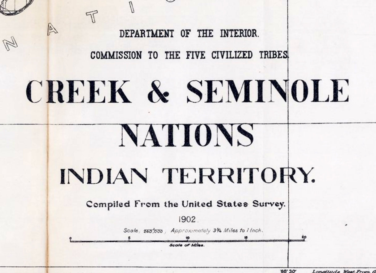 1902 Map of the Creek and Seminole Nations Indian Territory