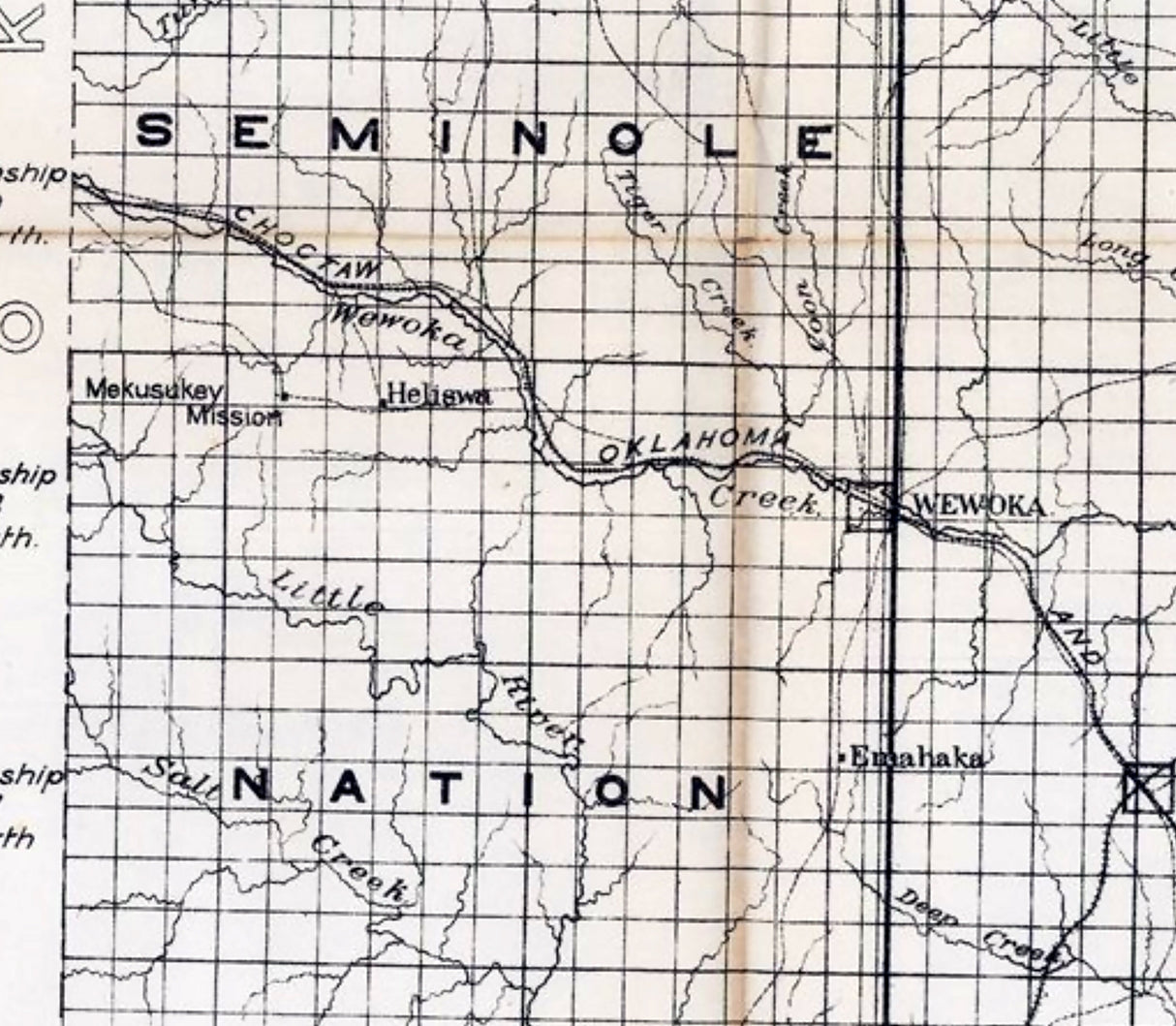 1902 Map of the Creek and Seminole Nations Indian Territory