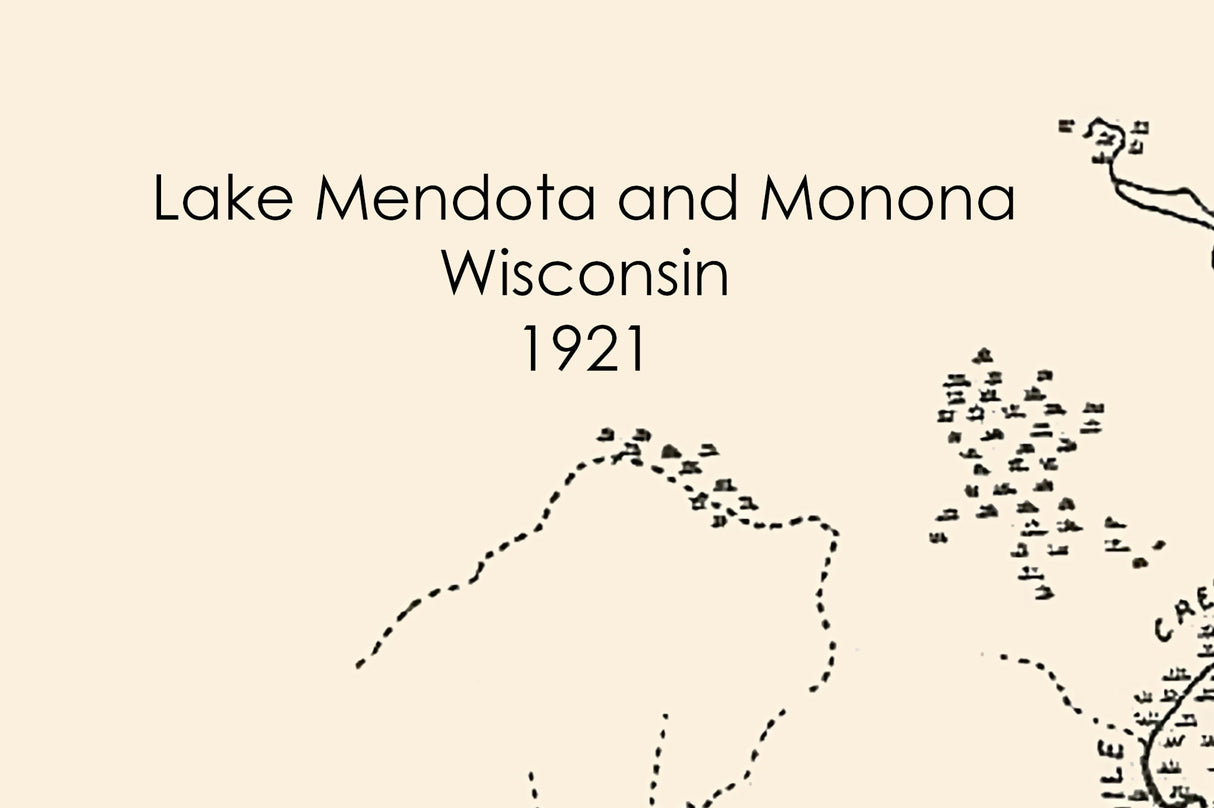 1921 Map of Lake Mendota and Lake Monona Wisconsin