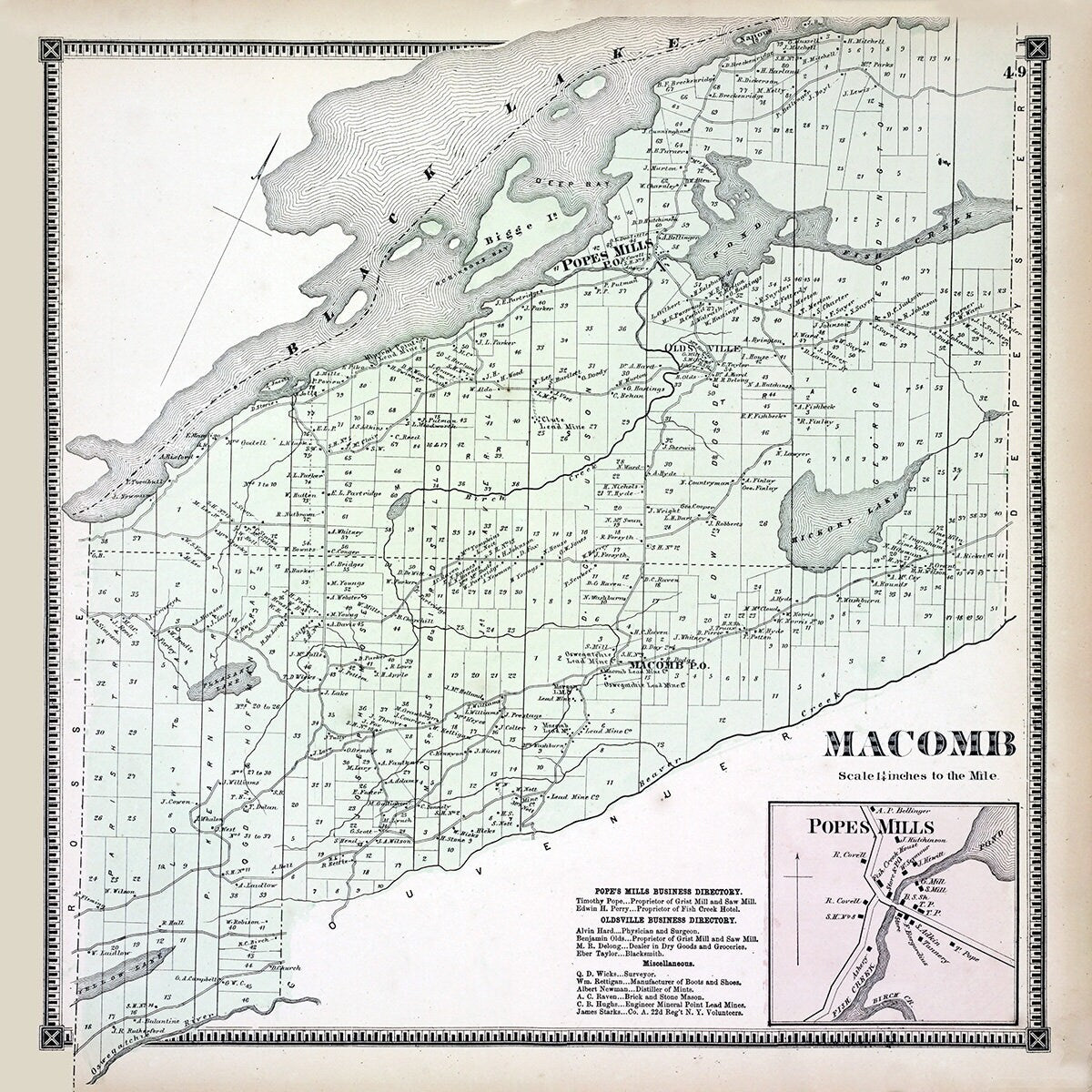 1865 Map of Macomb Township Saint Lawrence County New York