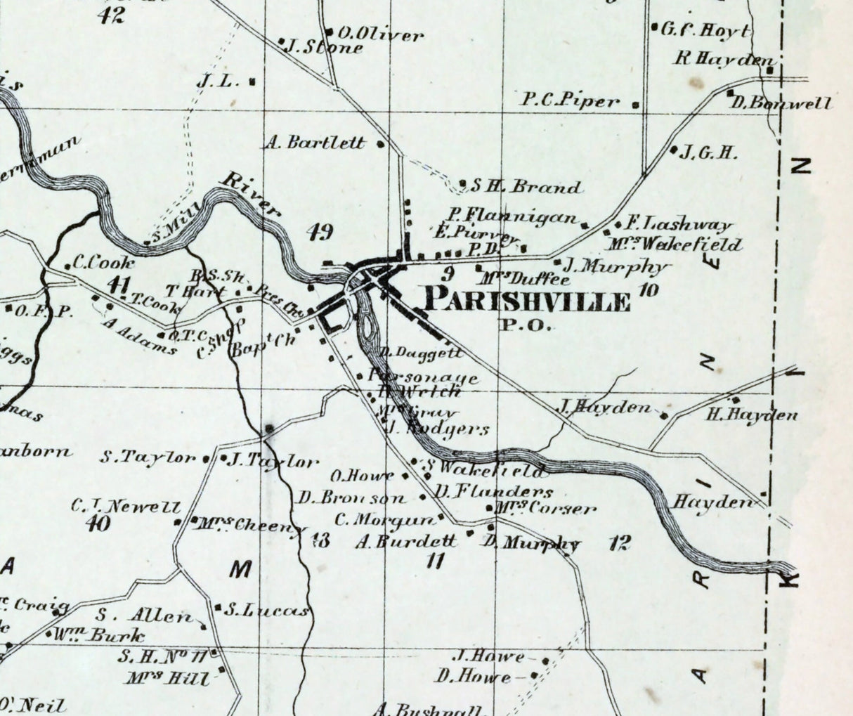 1865 Map of Parishville Township Saint Lawrence County New York