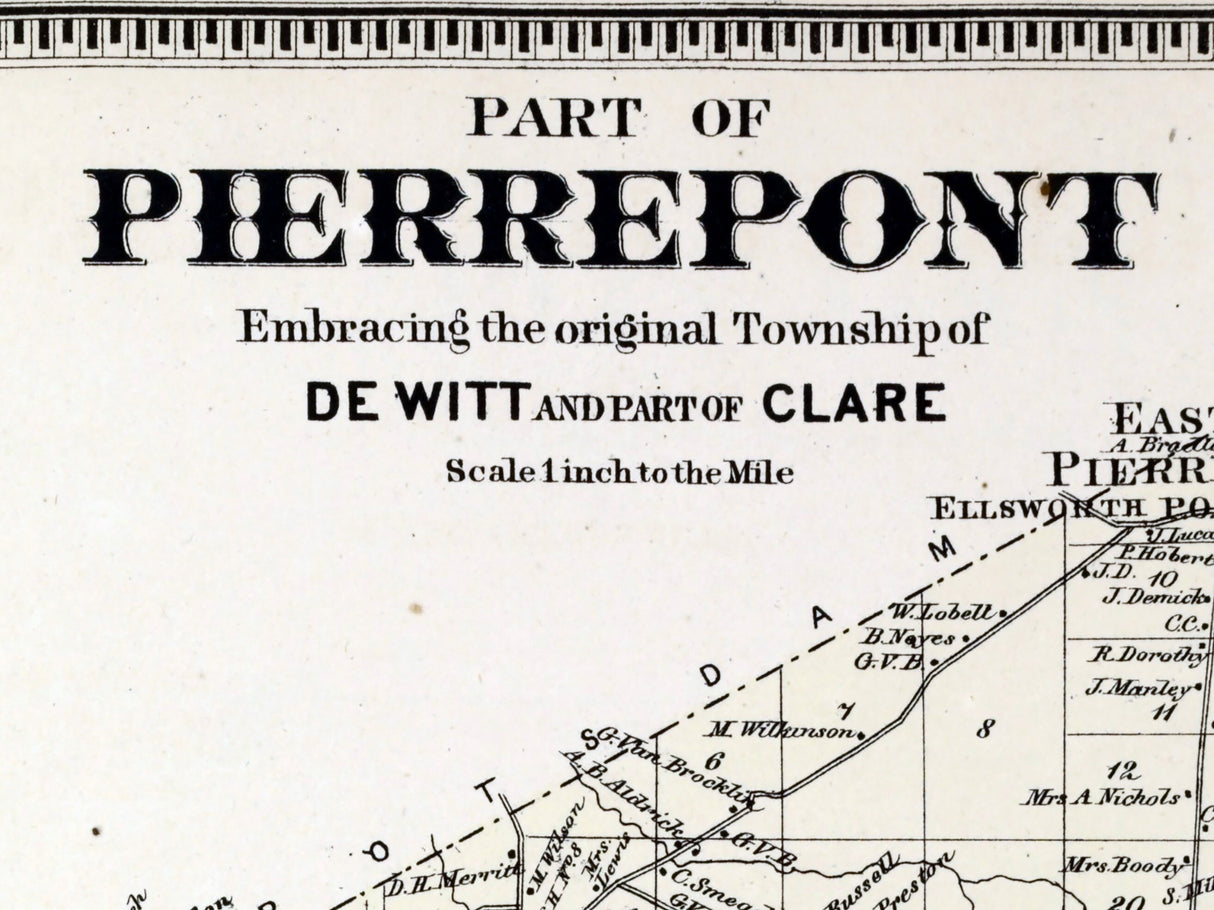 1865 Map of Pierrepont Saint Lawrence County New York