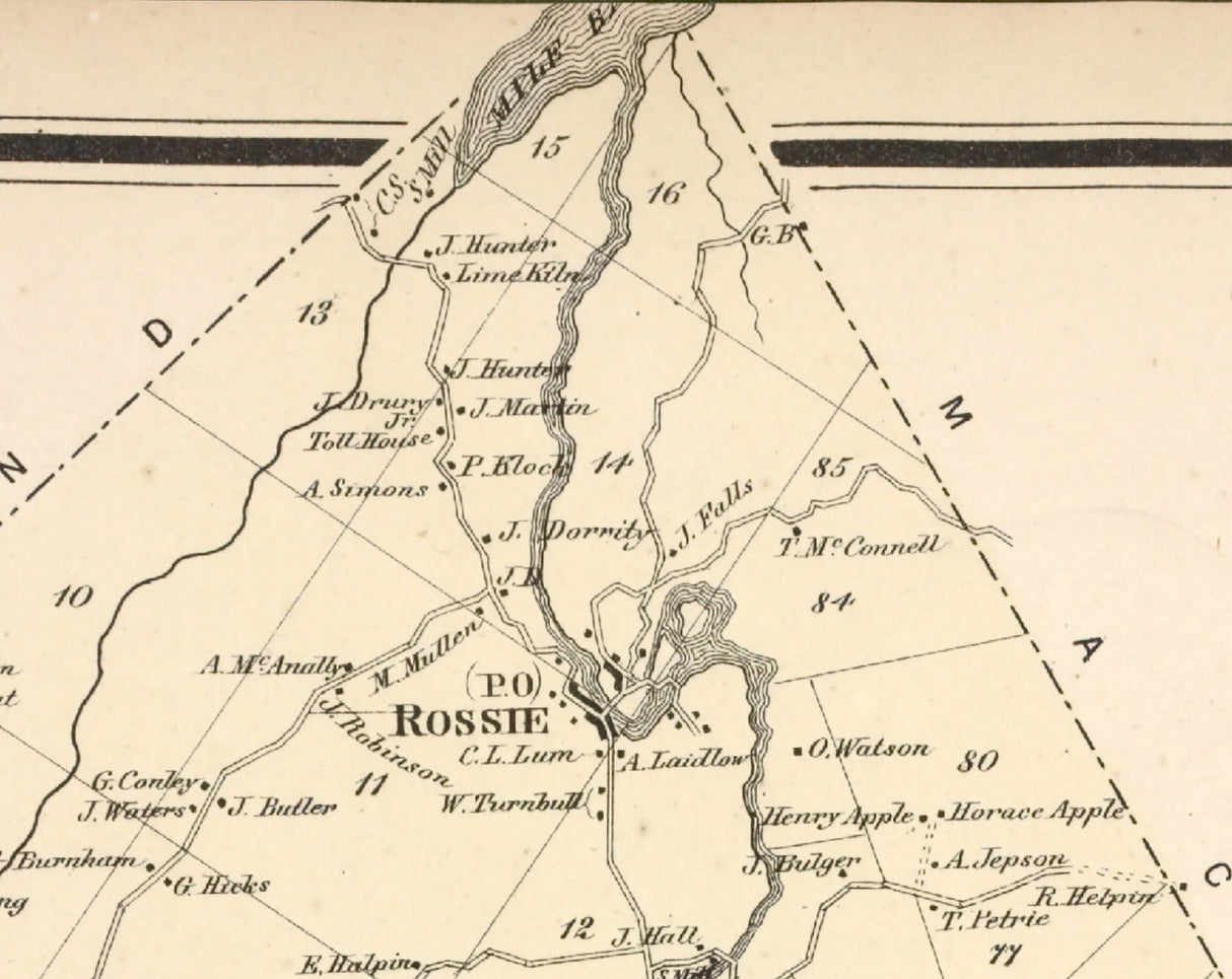 1865 Map of Rossie Township Saint Lawrence County New York