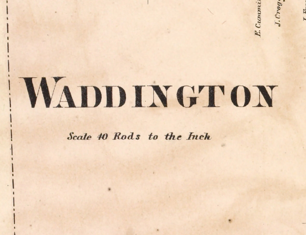 1865 Town Map of Waddington and Massena Saint Lawrence County NY