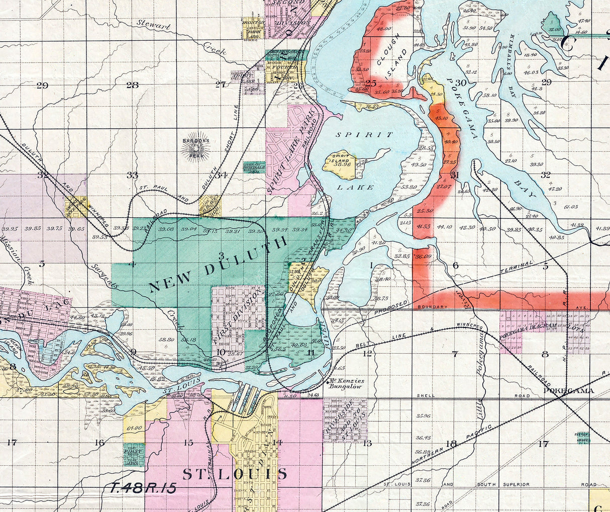 1891 Map of the City of Superior and The Head Of Lake Superior