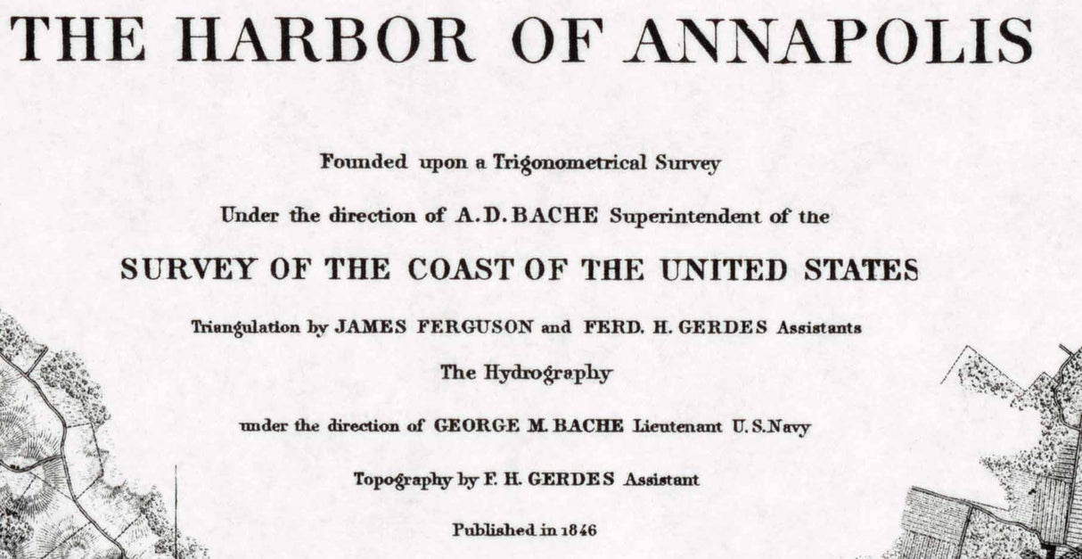 1846 Nautical Map of Harbor or Annapolis Maryland