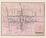 1857 Town Map of Chardon Geauga County Ohio