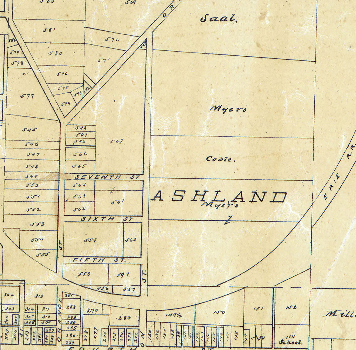 1897 Town Map of Ashland Ohio