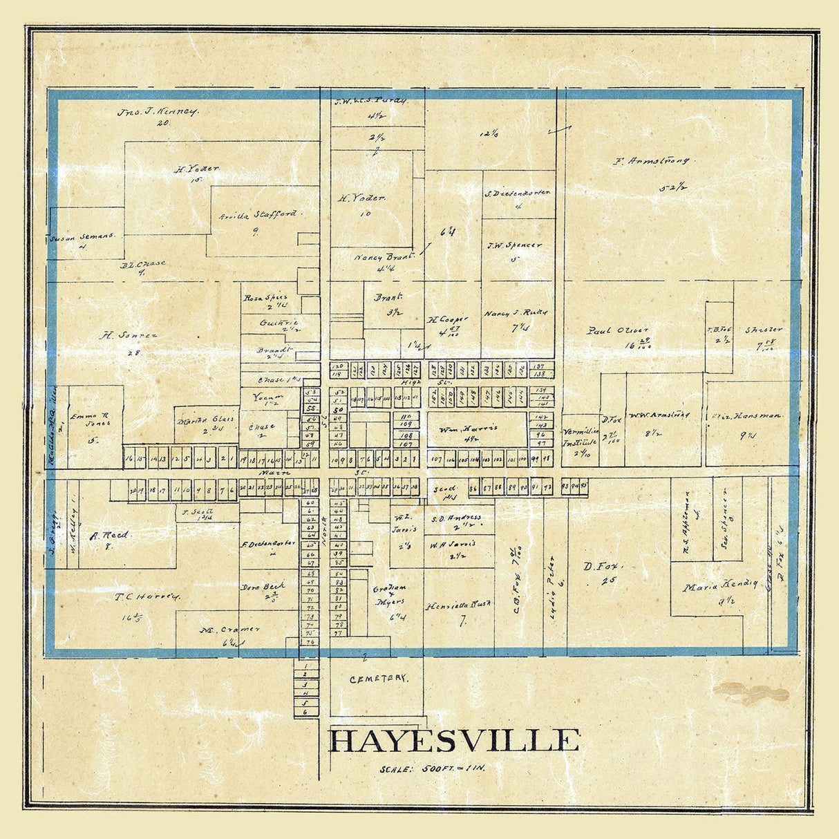 1897 Town Map of Hayesville Ashland County Ohio