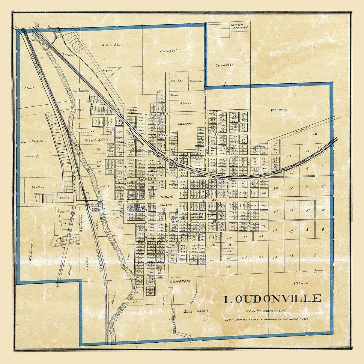 1897 Town Map of Loudonville Ashland County Ohio