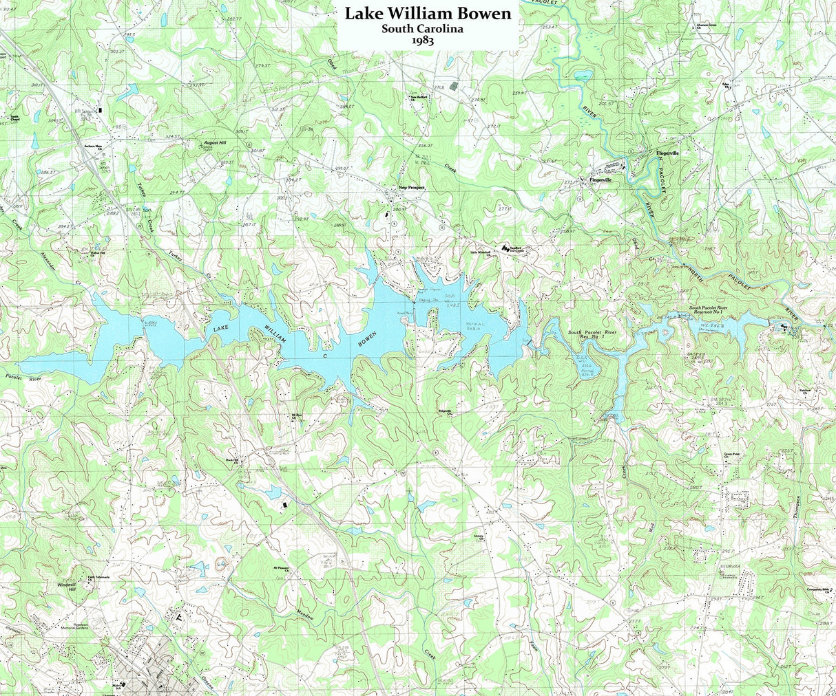 1983 Map of Lake William Bowen South Carolina