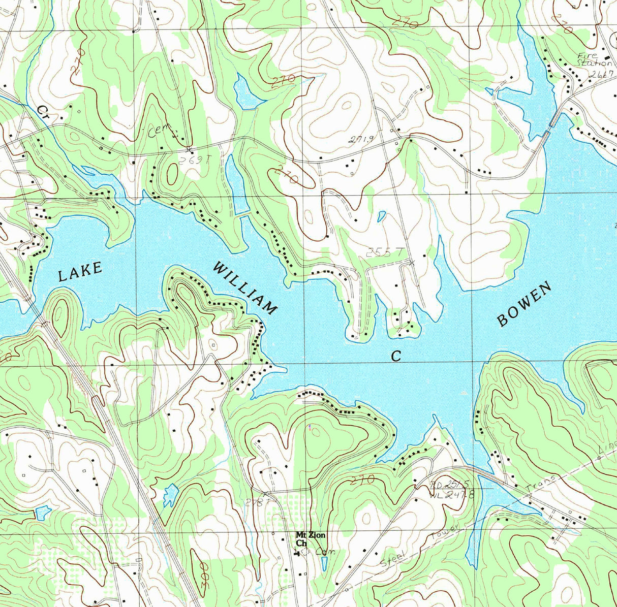 1983 Map of Lake William Bowen South Carolina