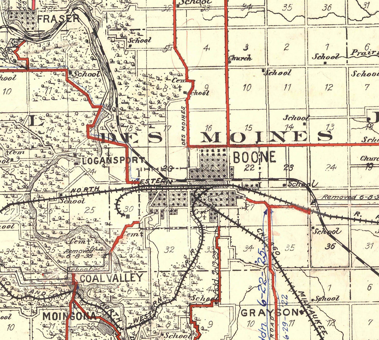 1913 Map of Boone County Iowa