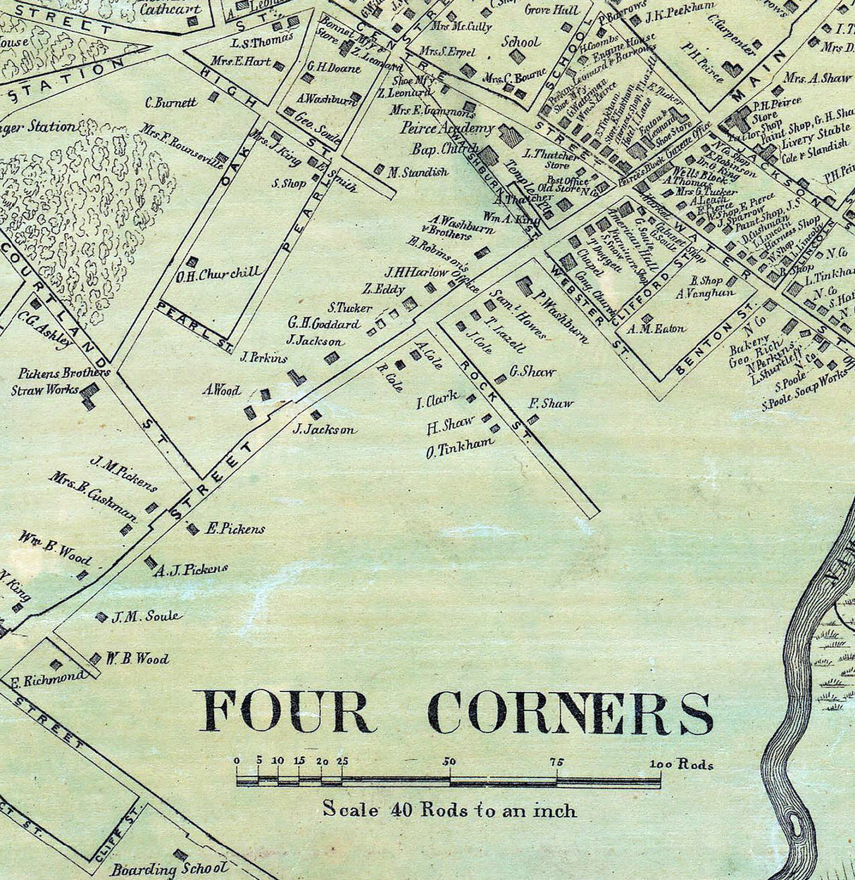 1855 Town Map of Middleborough Plymouth County Massachusetts