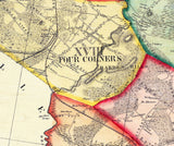 1855 Town Map of Middleborough Plymouth County Massachusetts