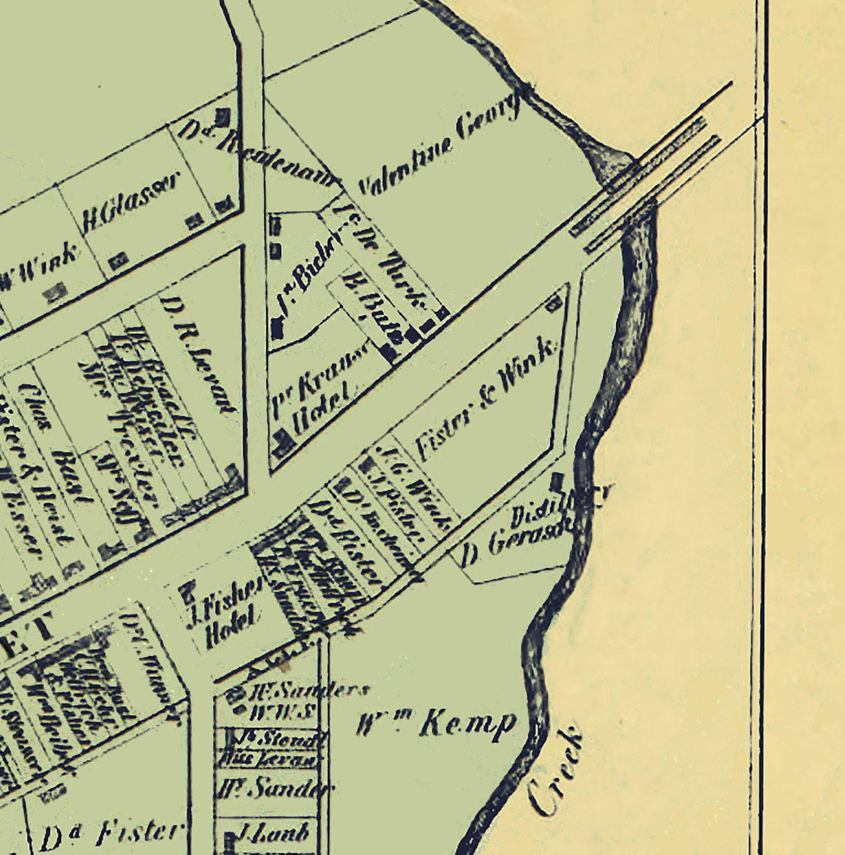 1860 Town Map of Kutztown Berks County Pennsylvania