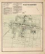 1868 Town Map of Waynesboro Franklin County Pennsylvania
