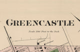 1868 Town Map of Greencastle Franklin County Pennsylvania
