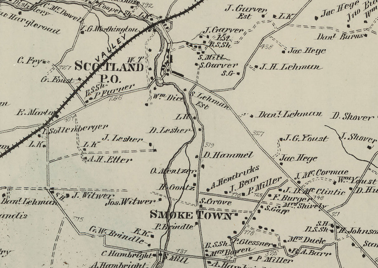 1868 Map of Greene Township Franklin County Pennsylvania