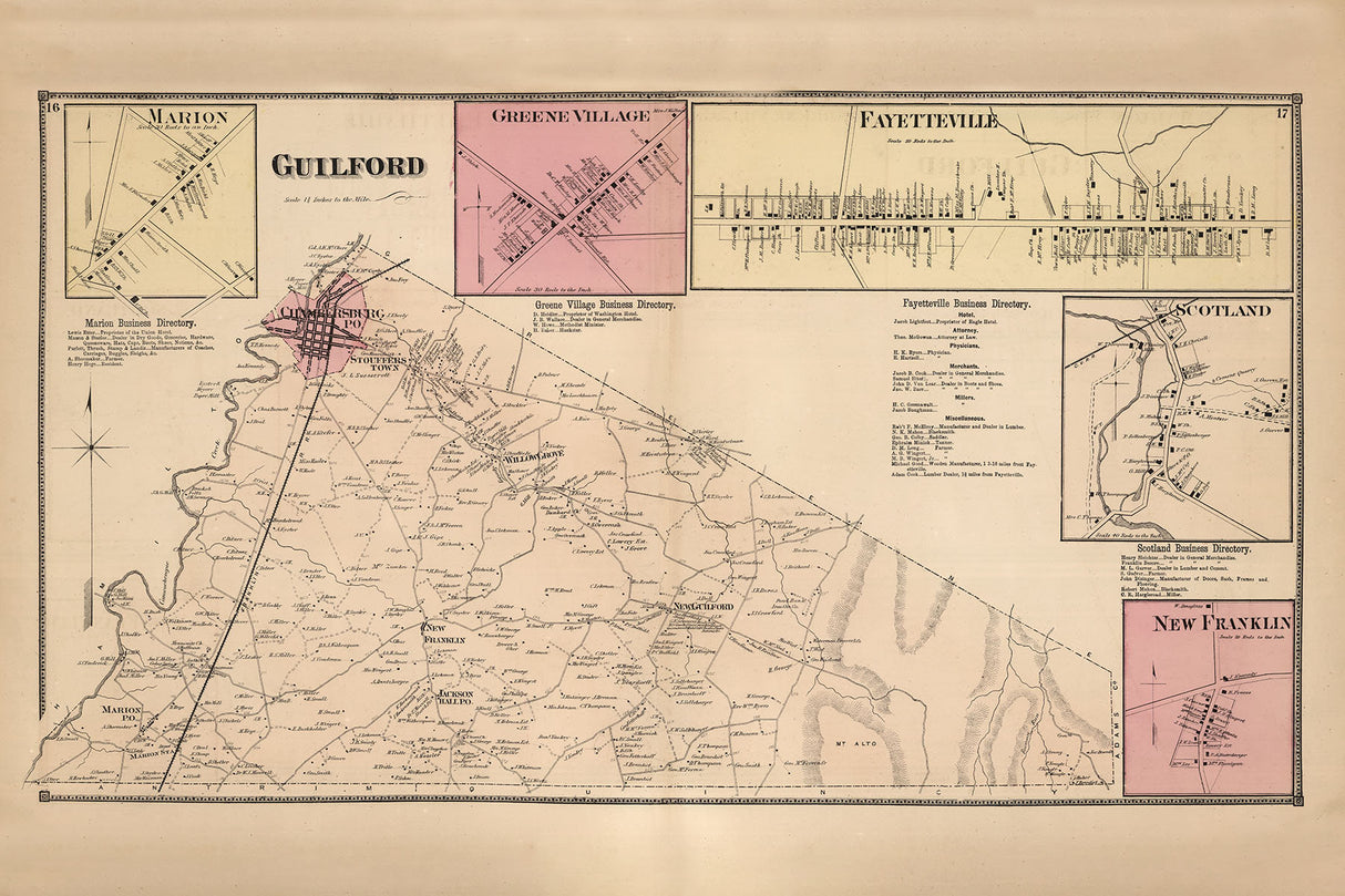 1868 Map of Guilford Township Franklin County Pennsylvania