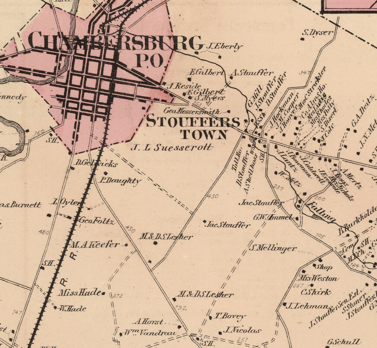 1868 Map of Guilford Township Franklin County Pennsylvania