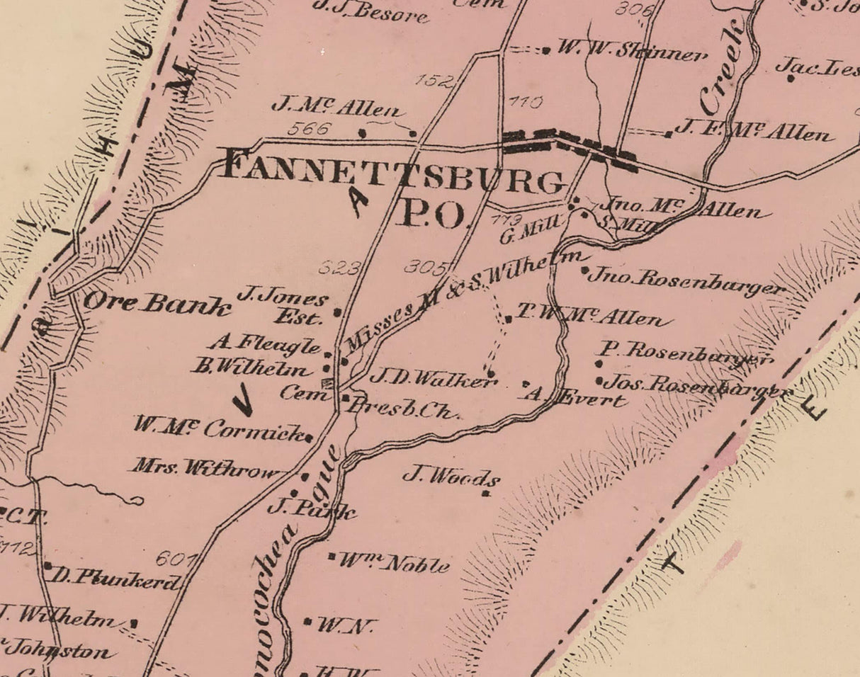 1868 Map of Metal Township Franklin County Pennsylvania