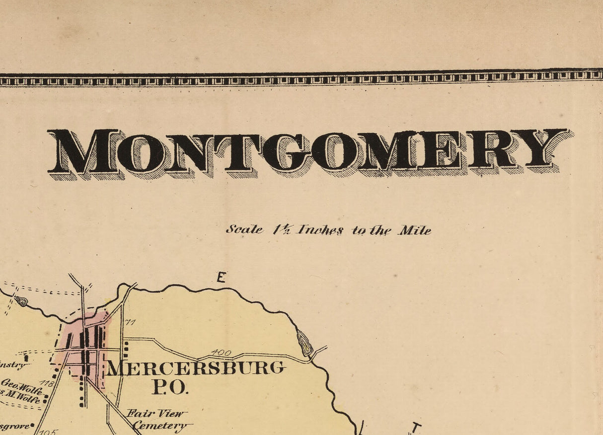 1868 Map of Montgomery Township Franklin County Pennsylvania