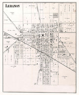 1865 Town Map of Lebanon Boone County Indiana
