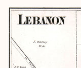1865 Town Map of Lebanon Boone County Indiana