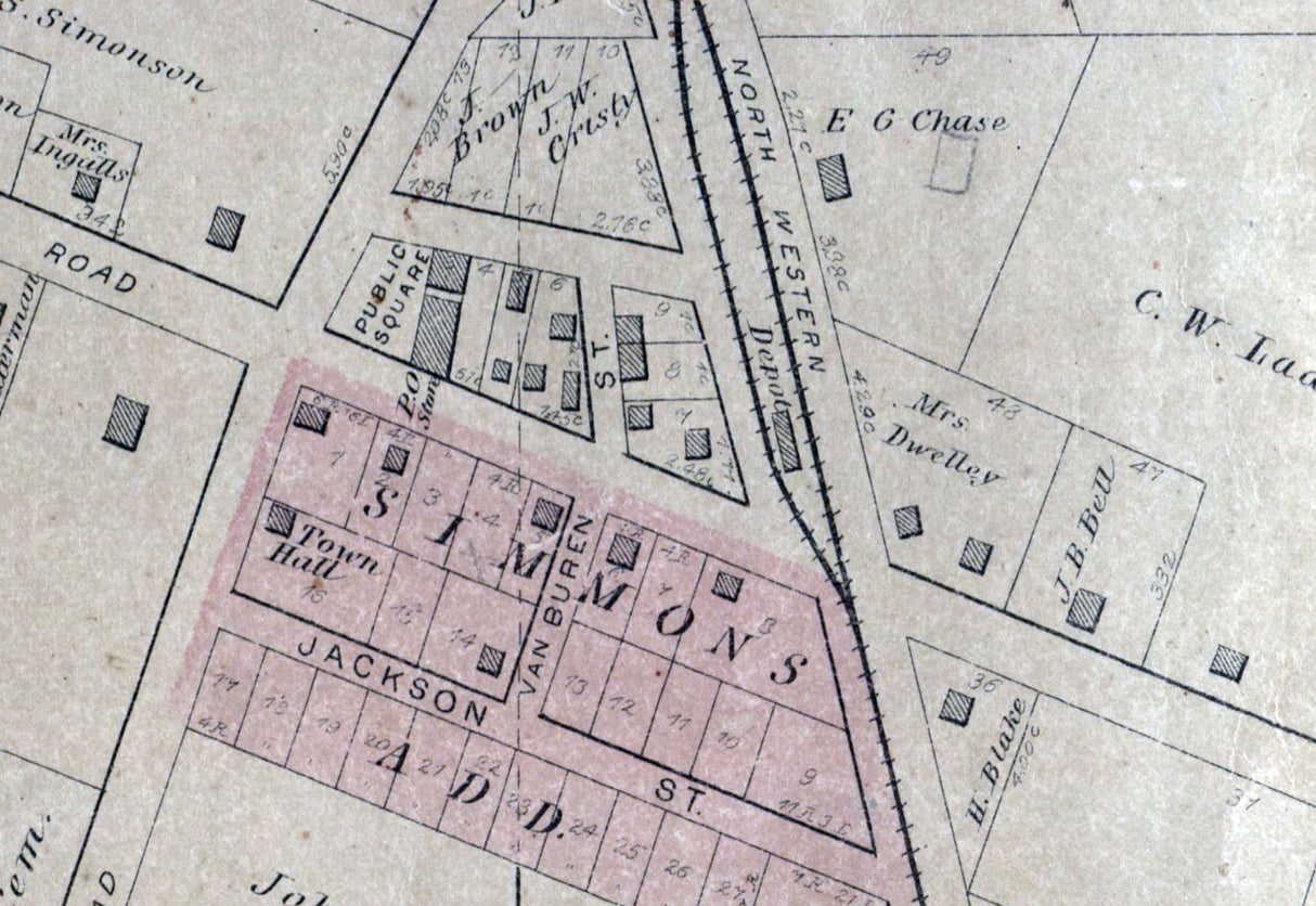 1892 Town Map of Ringwood McHenry County Illinois