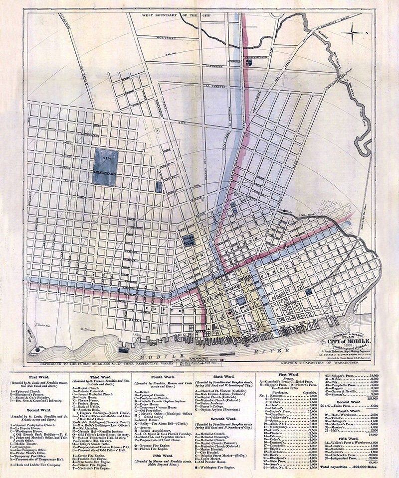 1853 Map of Mobile Alabama