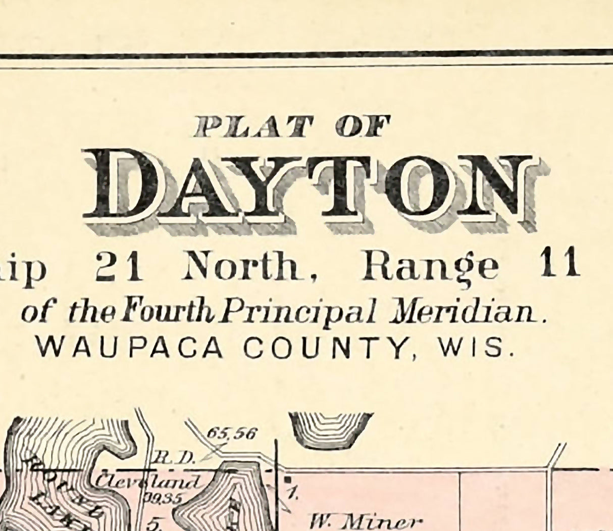 1889 Map of Dayton Township Waupaca County Wisconsin