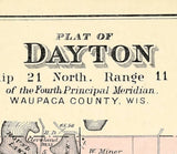 1889 Map of Dayton Township Waupaca County Wisconsin