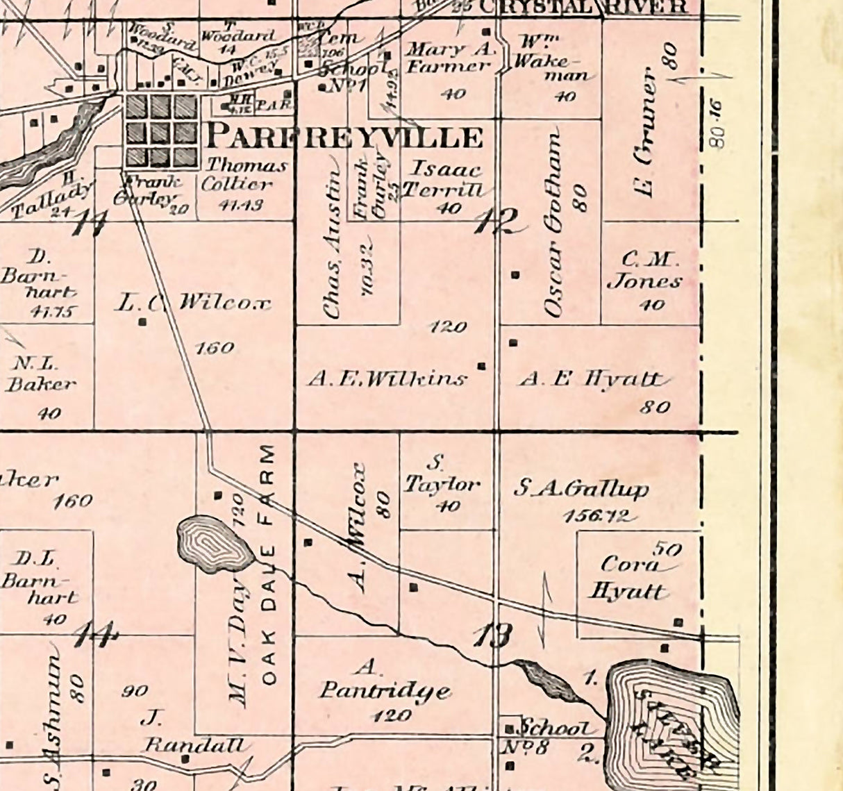 1889 Map of Dayton Township Waupaca County Wisconsin