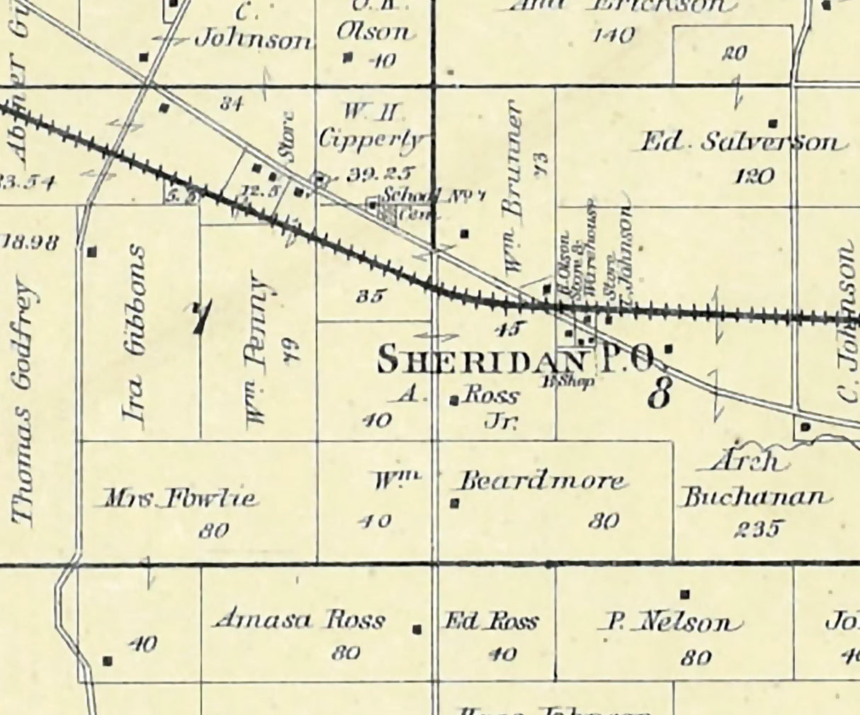 1889 Map of Farmington Township Waupaca County Wisconsin