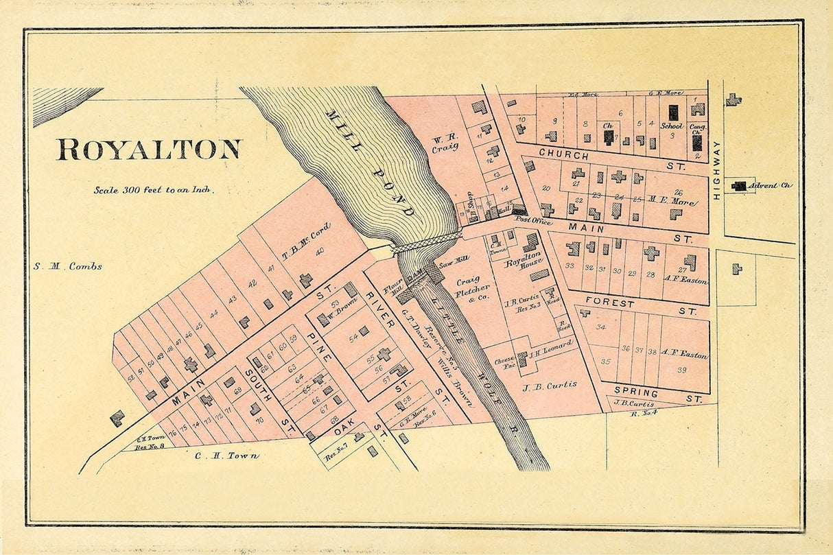 1889 Town Map of Royalton Waupaca County Wisconsin