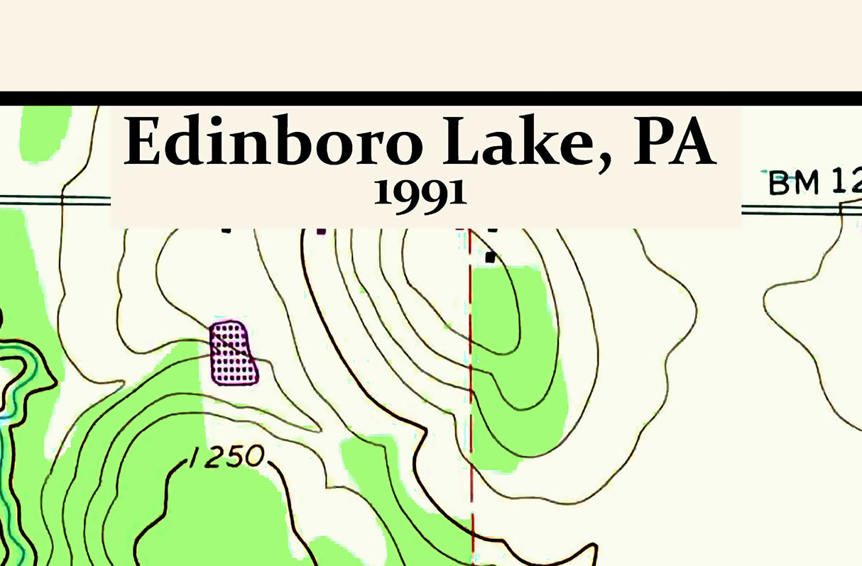 1991 Map of Edinboro Lake Erie County Pennsylvania