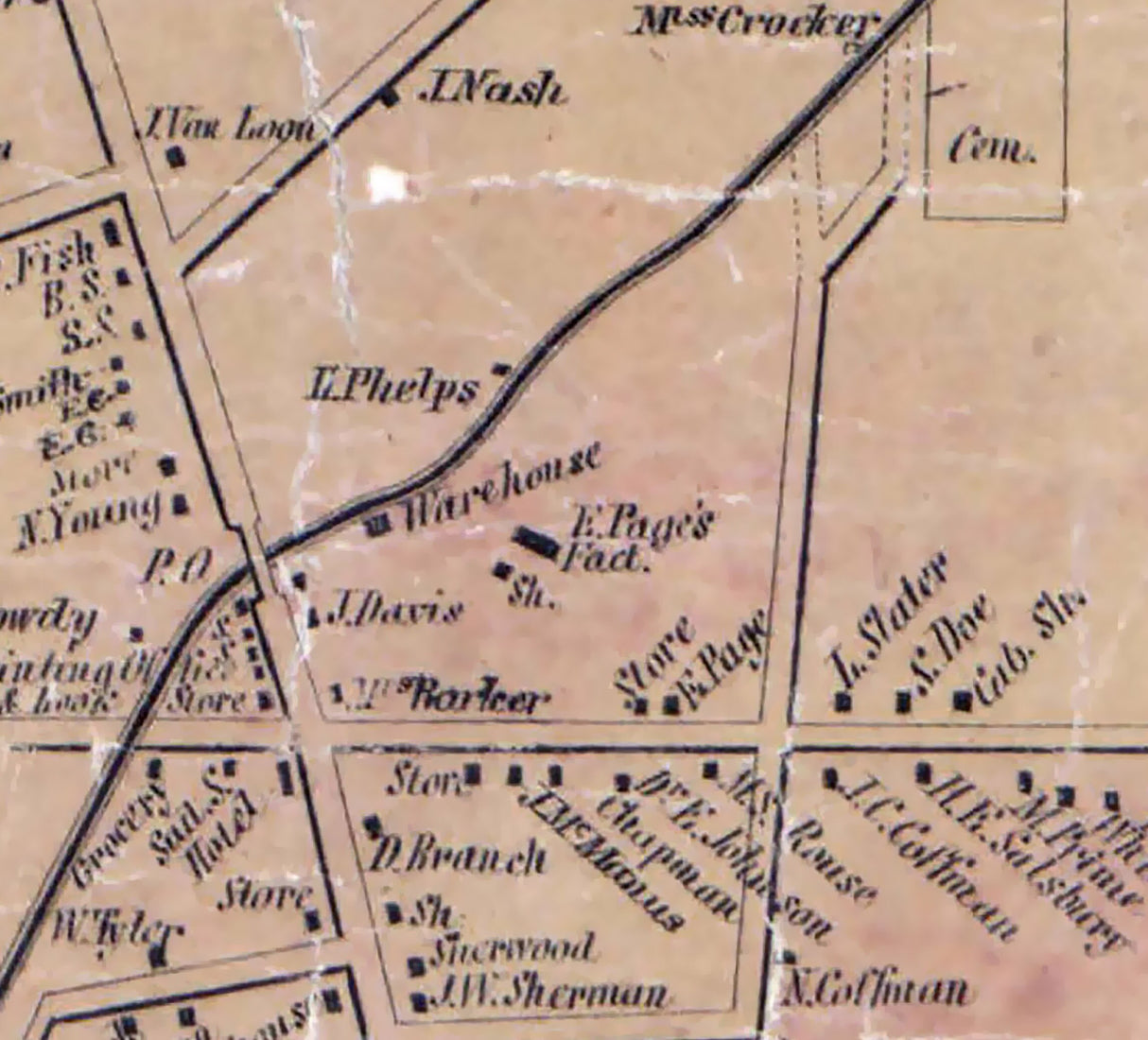 1855 Town Map of Lockport Erie County Pennsylvania