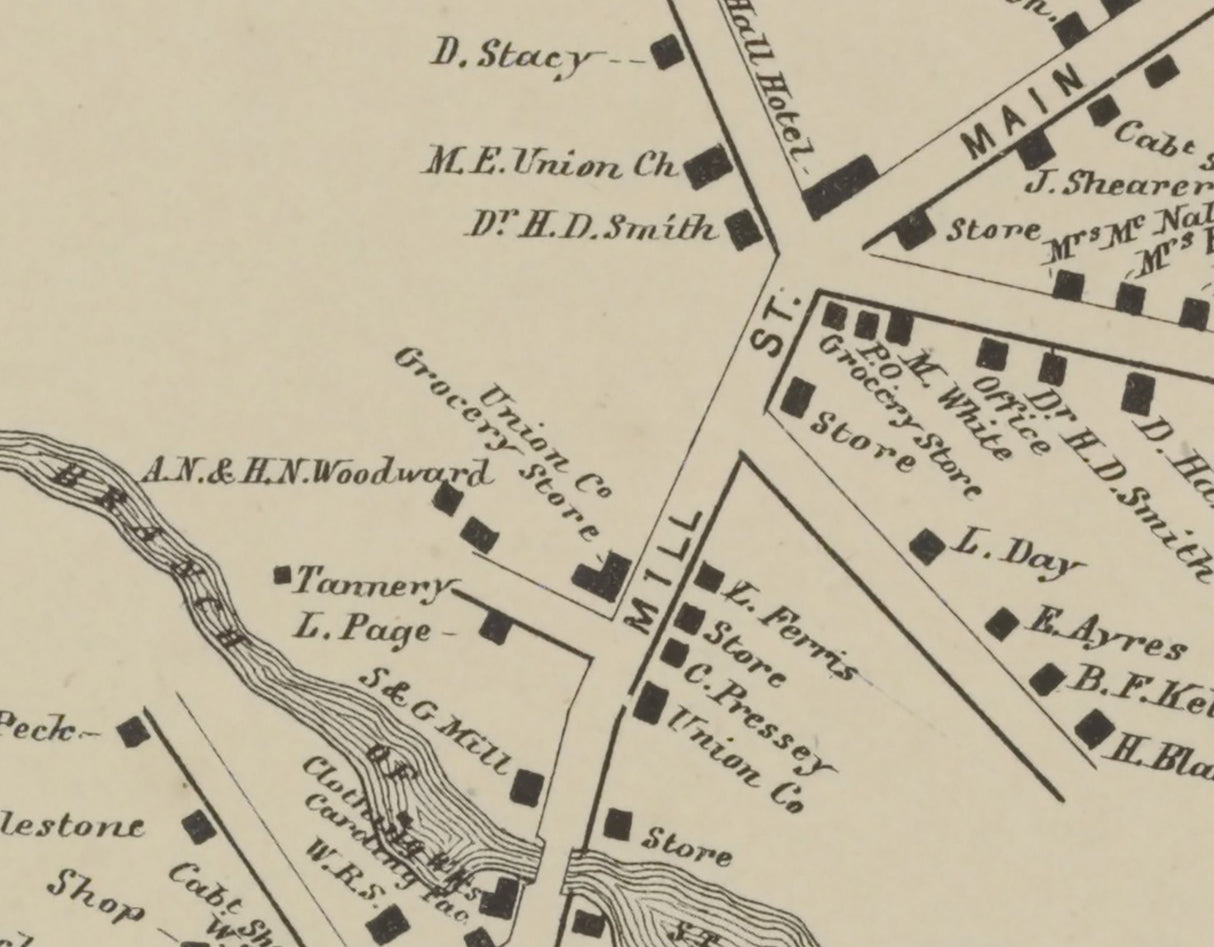 1865 Town Map of Nicholville Saint Lawrence County New York