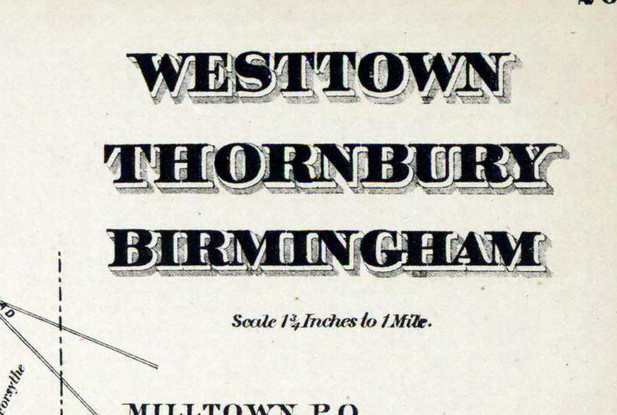 1873 Map of Westtown Thornbury Birmingham Chester County Pennsylvania