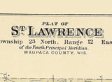 1889 Map of St Lawrence Township Waupaca County Wisconsin