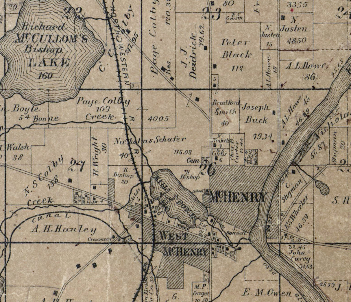 1892 Map of McHenry Township McHenry County Illinois