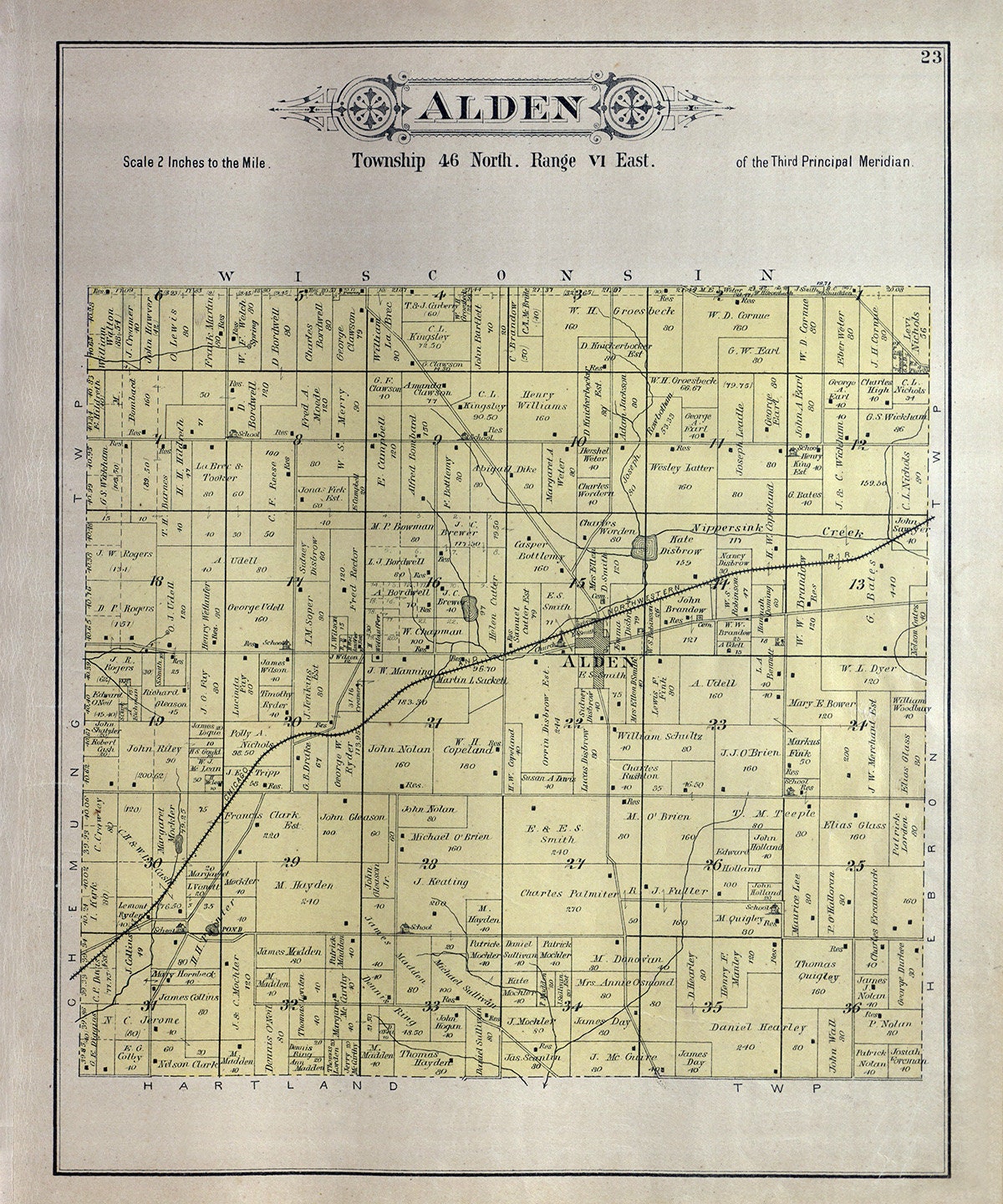 1892 Map of Alden Township McHenry County Illinois