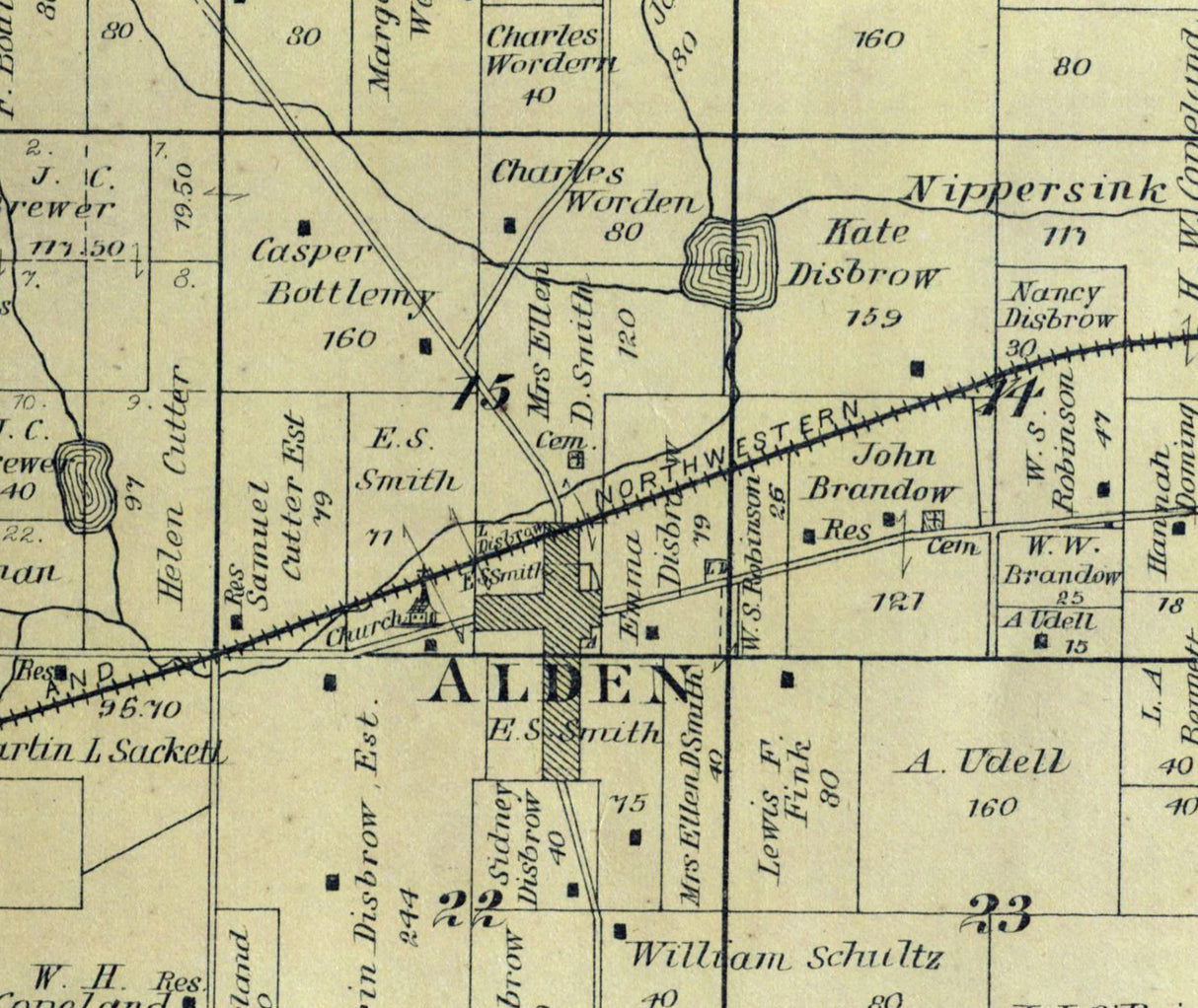 1892 Map of Alden Township McHenry County Illinois