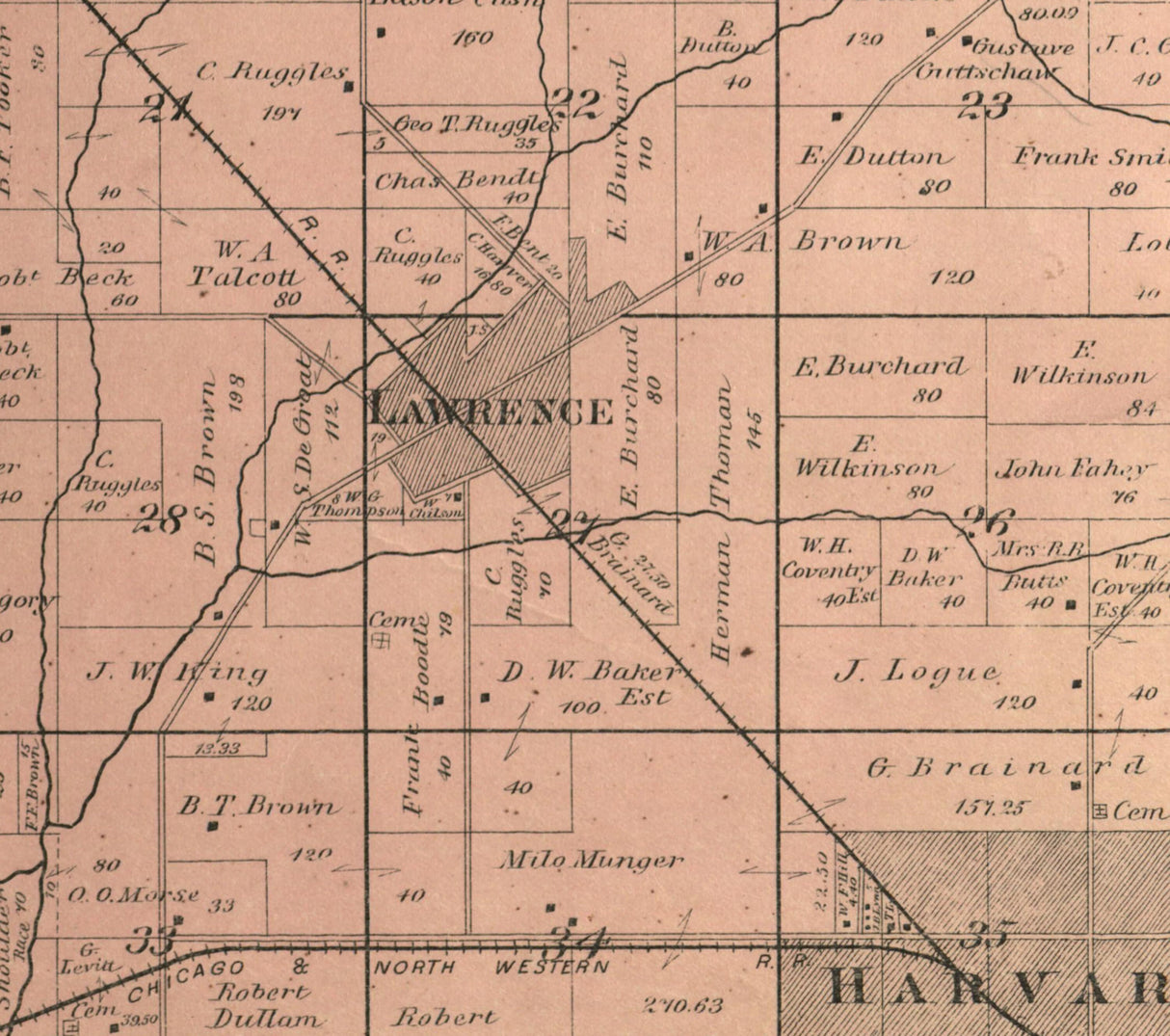 1892 Map of Chemung Township McHenry County Illinois