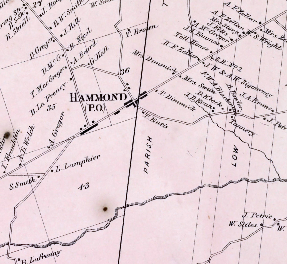 1865 Map of Hammond Township Saint Lawrence County New York